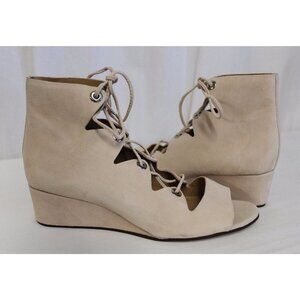 J CREW LAILA LACE-UP WEDGES IN SUEDE DESERT PINK SIZE 9.5 E7658